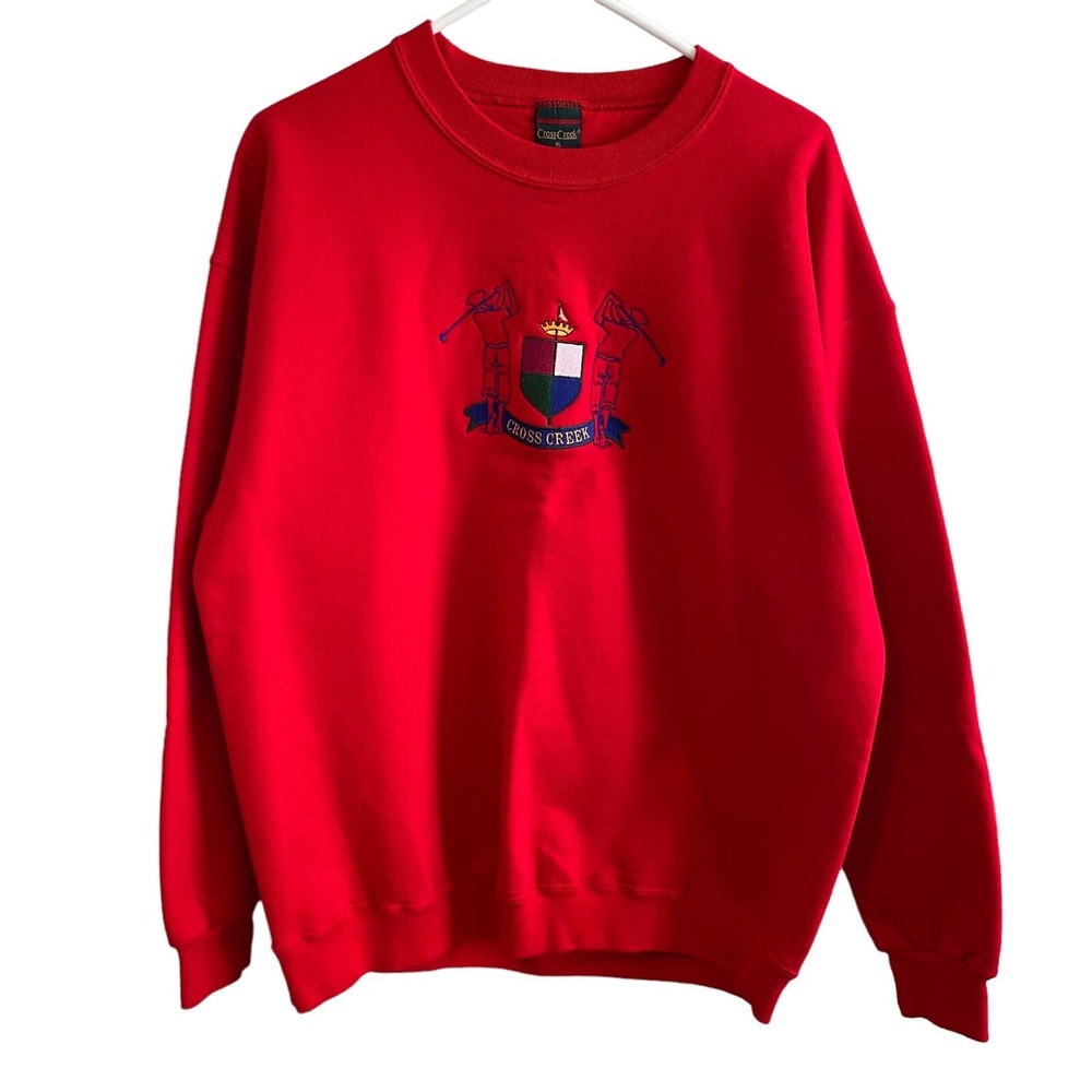 Vtg 90s Cross Creek Crewneck Golf Sweatshirt Made In USA Embroidered Preppy XL